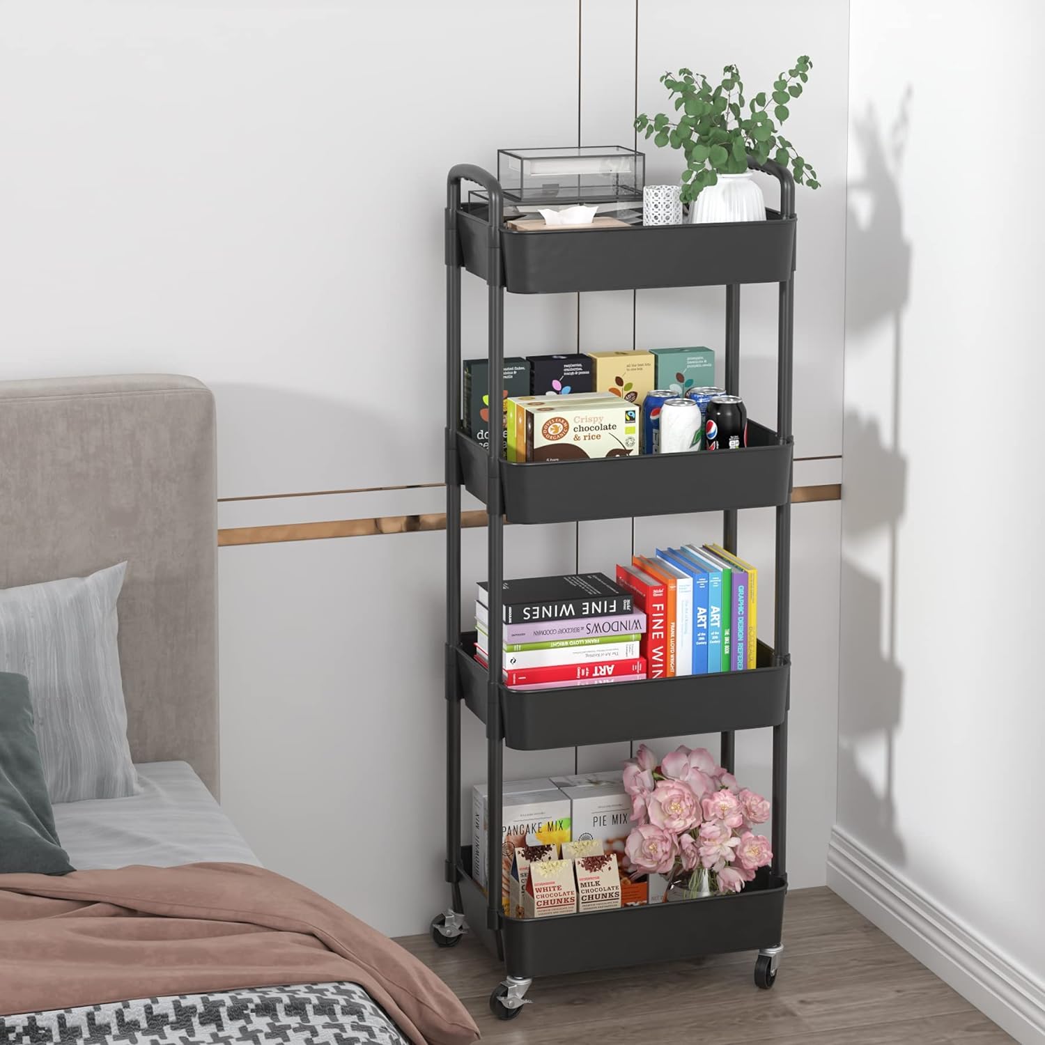 Plastic Rolling Utility Cart, Storage Trolley, Movable Storage Organizer, Storage Cart -3 Tier Plastic Rolling Utility Cart, Storage Trolley, Movable Storage Organizer, Storage Cart -3 Tier